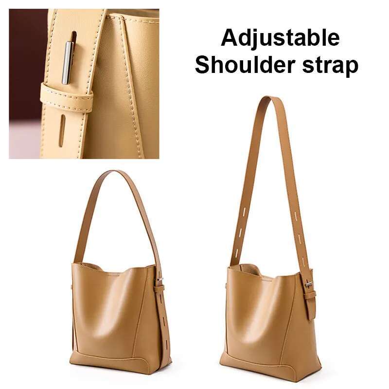 Cowhide Women's Shoulder Bag Fashion Trend Designer Bucket Large Capacity Genuine Leather Women Crossbody Bags