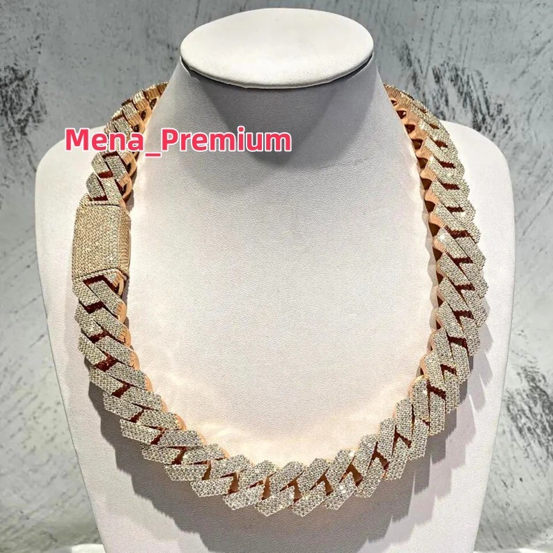 Pass Diamond Tester GRA Hip Hop S925 Silver Iced Out Bling 3 Rows 20 mm VVS Moisanite Cuban Link Chain Iced Out Hip Hop Moissanite Chain