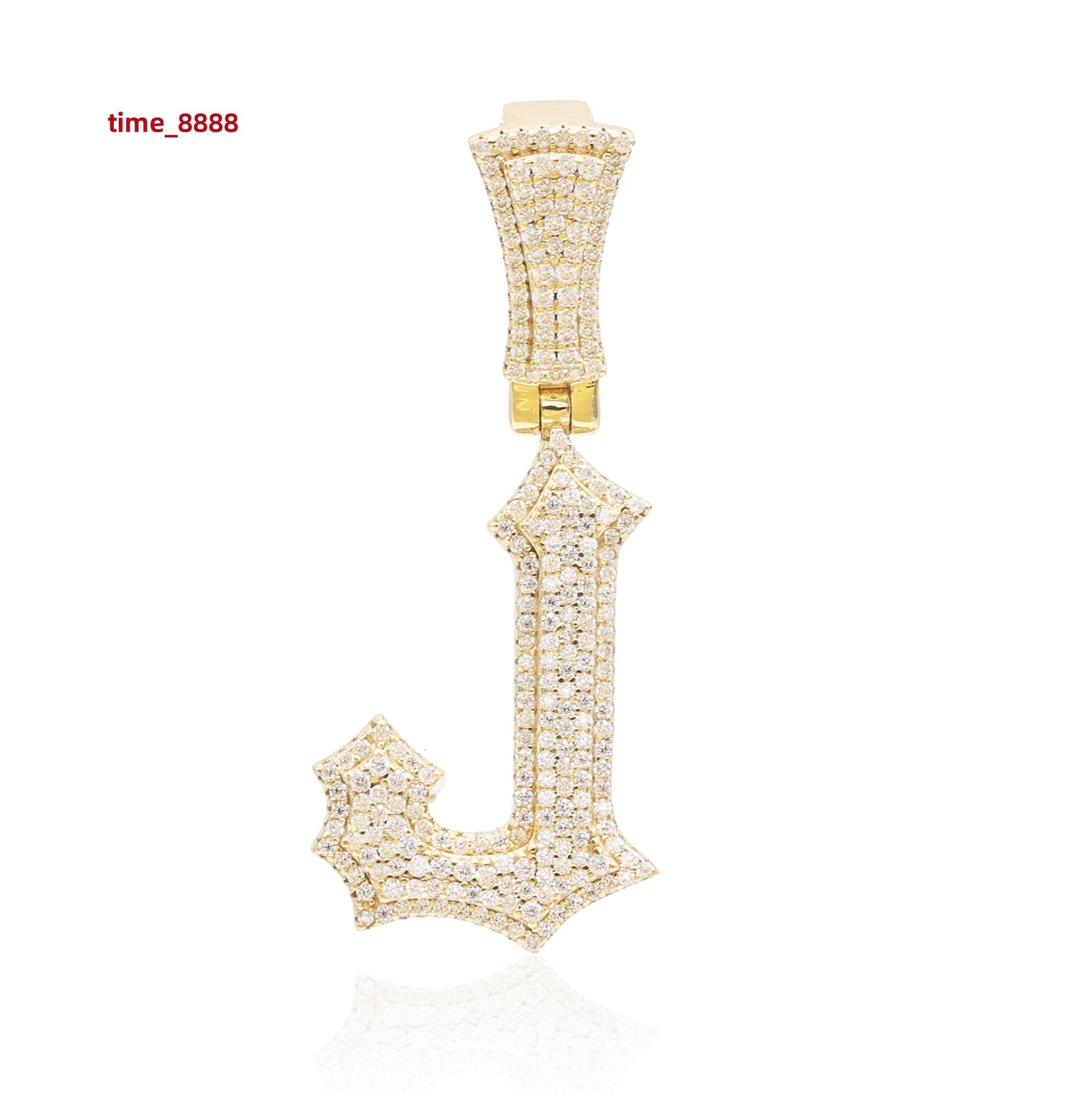 New Design 13g Moissanite Silver J Alphabet Pendant 1.525ct Iced Out Moissanite Diamond Pendant Link Chain Hip Hop Fine Jewelry