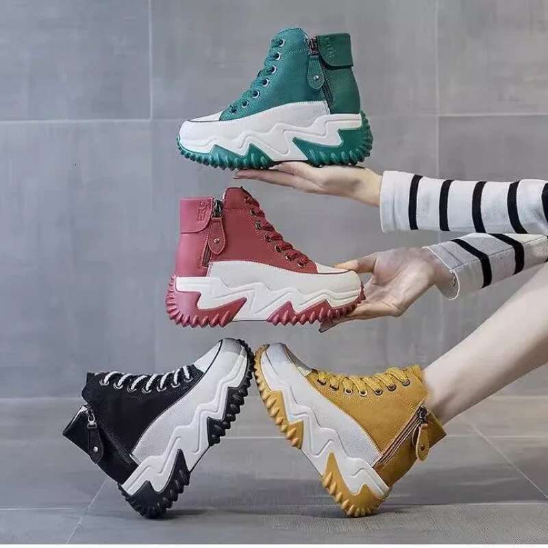Designer Shoes 2025 New Women's Sports Shoes Fashion High Top Trendy Women's Boots Platform Casual Outdoor Running Shoes Women's Tenis 