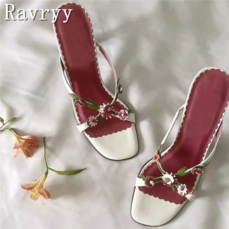Beautiful wers High Heels Slippers Women Summer New Designer Square Toe Cross Strap Sandals Sweet Girls Dress Shoes
