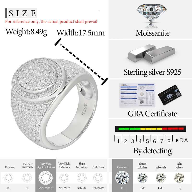 TUHE Unisex oval Iced Out VVS1 Moissanite Cross Rings S925 Silver For Men Hip Hop Jewelry