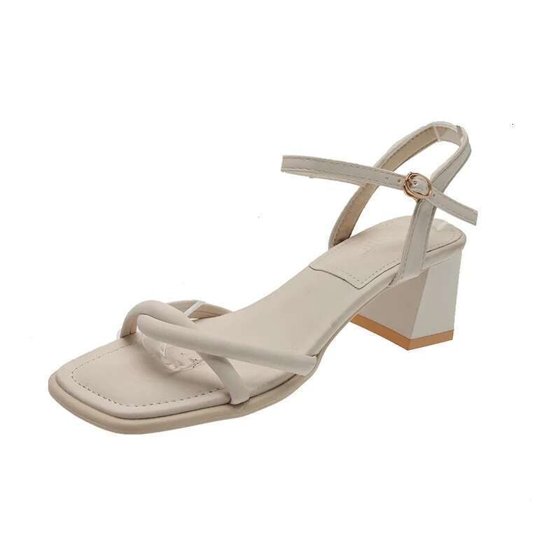 Fashion 2025 New Gentle Retro Chunky Non-slip Sandals, A e with 5cm High Heels Summer Beach Sandals ,