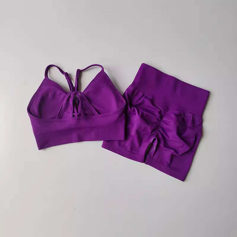 Women Yoga Pants New Fitness Beautiful Back Bra Yoga Suit Women S Quick Drying Exercise Training Hip Lifting Three Part Shorts Set