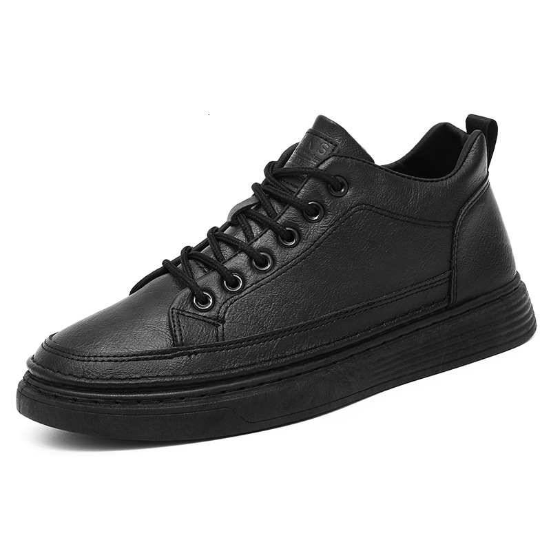 2025S New Trend Designer Spring New Breathable Waterproof Anti Slip Men S Korean Style Trendy And Versatile Black Leather Shoes Casual Board Shoes