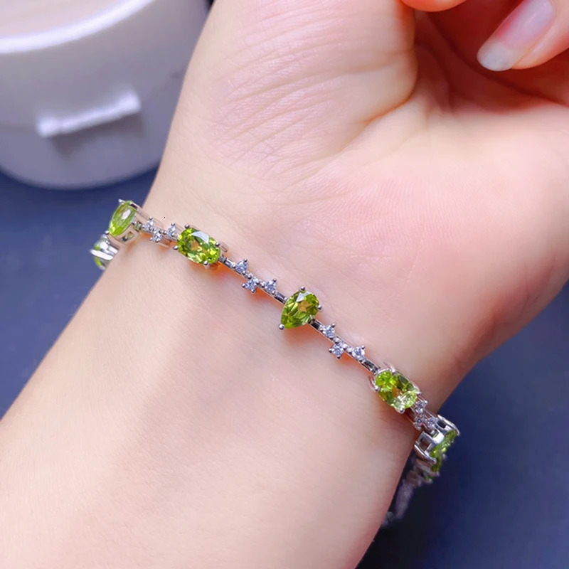 Natural Olive Bracelet Womens Silver 925 Jewelry Gemstone Gold Plated Item 250326