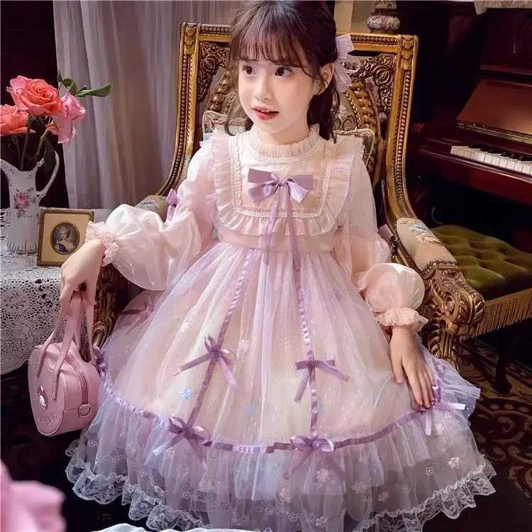 Girls casual dress princess dress bow fluffy sleeves girls clothing girls wedding dress princess dress W250326