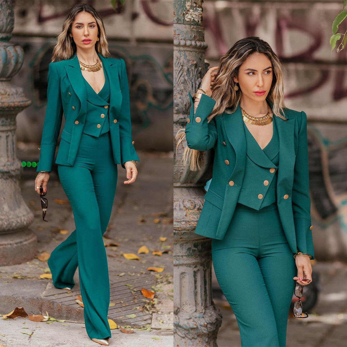 Formal Mother Suits V Neck Single Breasted Women Business Blazer 3 Piece Set Jacket Vest Pants Work Wear Ladies Suit Customized High Quality