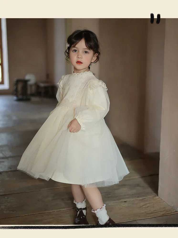 2024 Girls Fashion Lace Fluffy Yarn Dress Baby Spring/Summer New Princess Dress Gaozi Birthday Dress W250326
