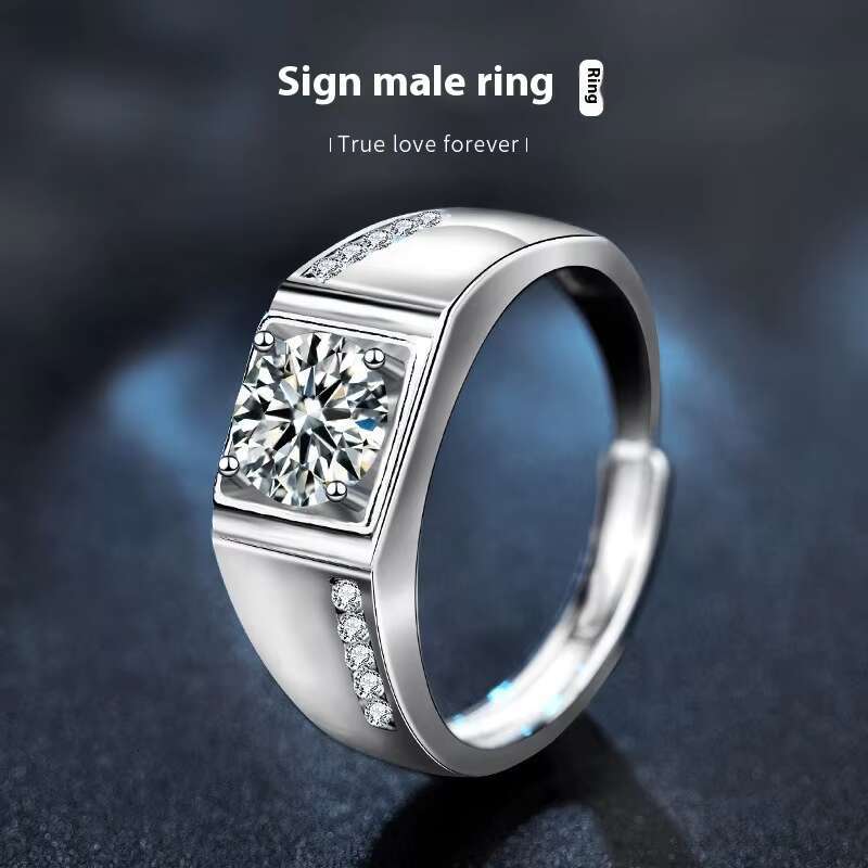 Stylish Korean Couple Ring 925 Silver Moissanite Elegant Design