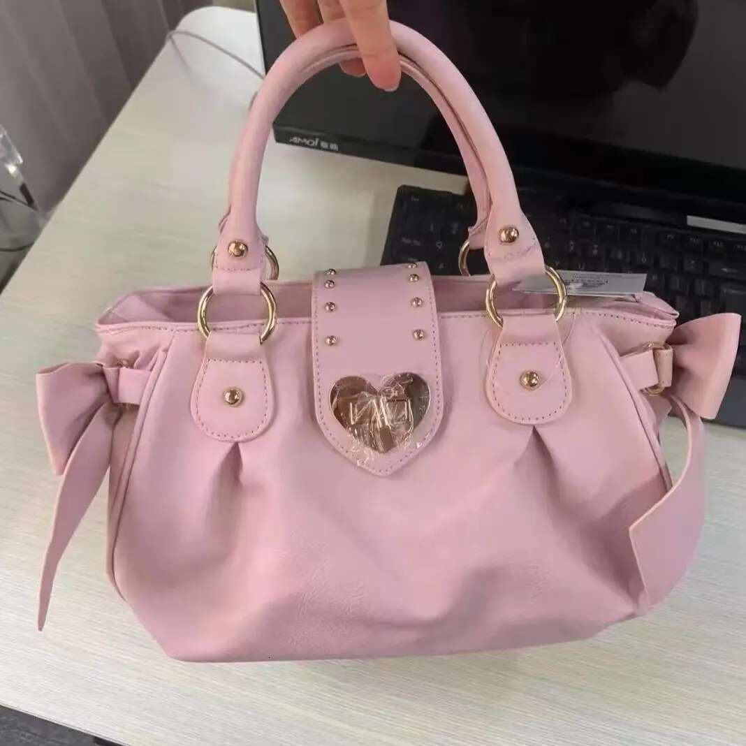 Haruku Bow Pink Hand Purse Women Japanese Style Soft Casual Crossbody Bag Ladies Sweet Cute Large Capacity Shoulder Bags