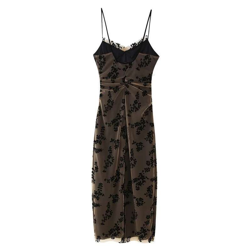 2025 New Women's Lace Jacquard Mesh Slip Dress Pleats Design Elegant Sexy Slim Bow Decoration Backless MIDI Dresses