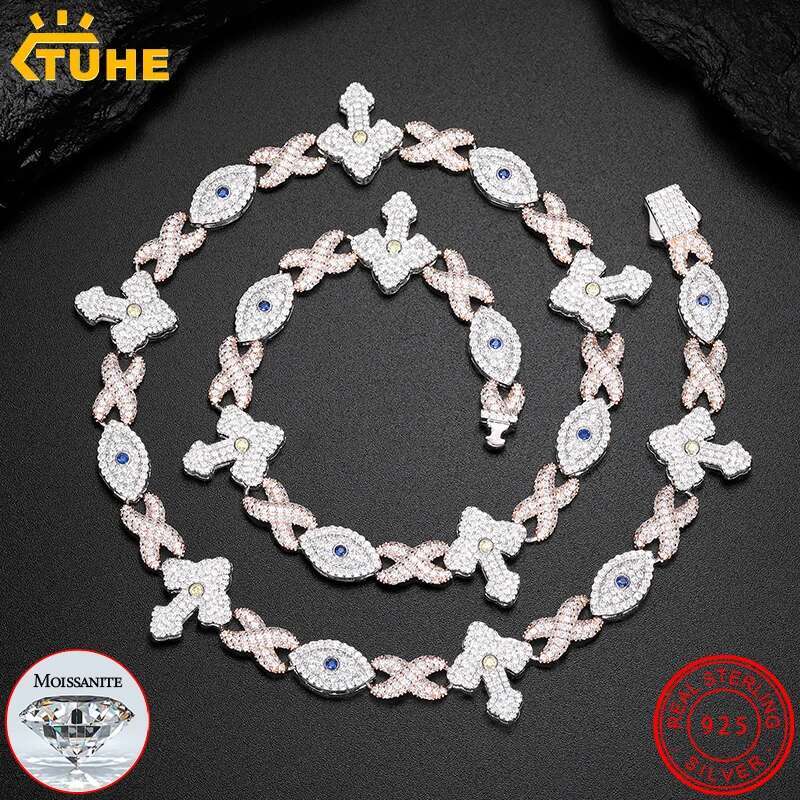 Unisex luxury Moissanite VVS1 Necklace Chain 925 Silver For Women Iced Out Chain Link Necklace Fine Hip Hop Jewelry