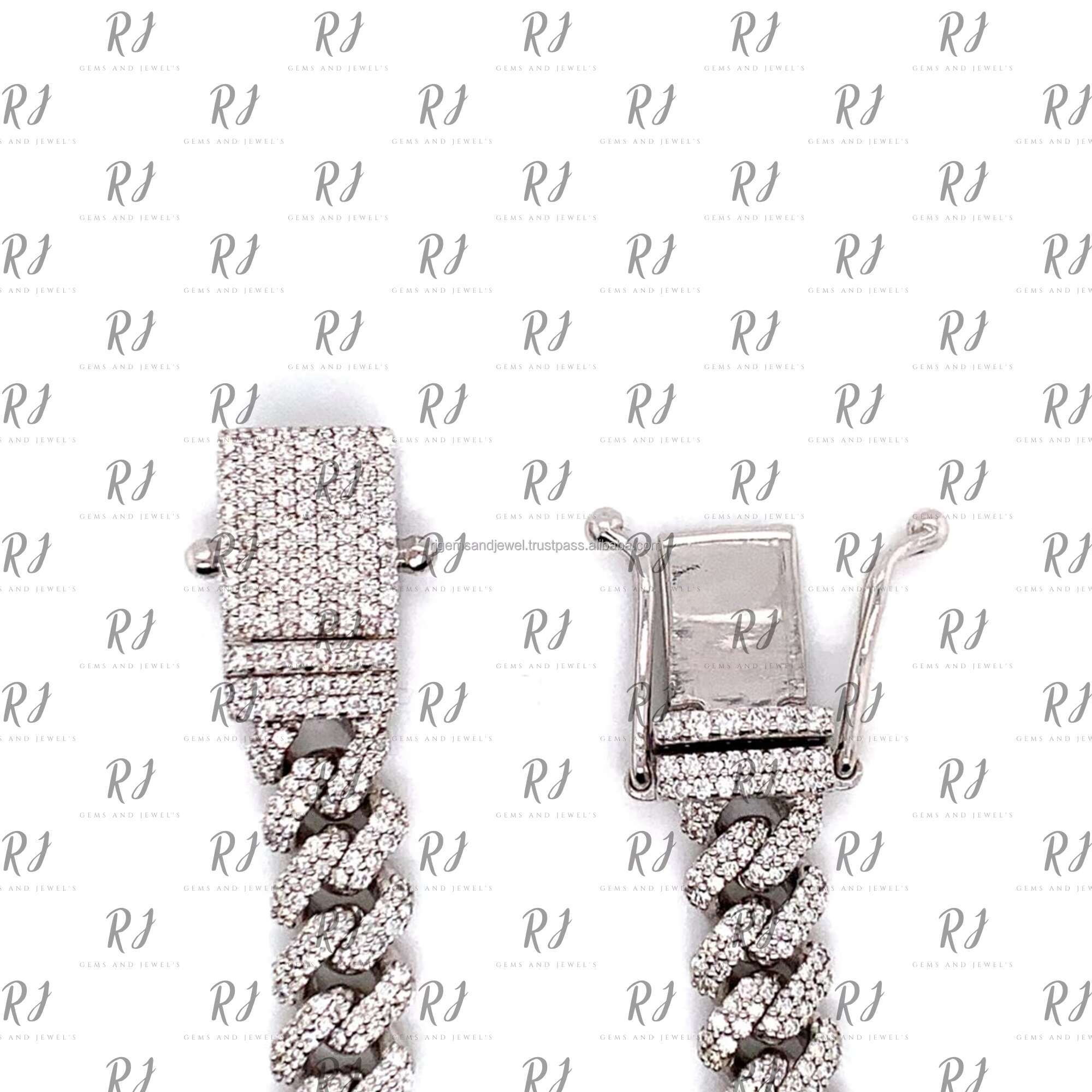 Iced Out Moissanite Cuban Link Chain 15mm Silver Cuban Necklace for Mens at Wholesale Price