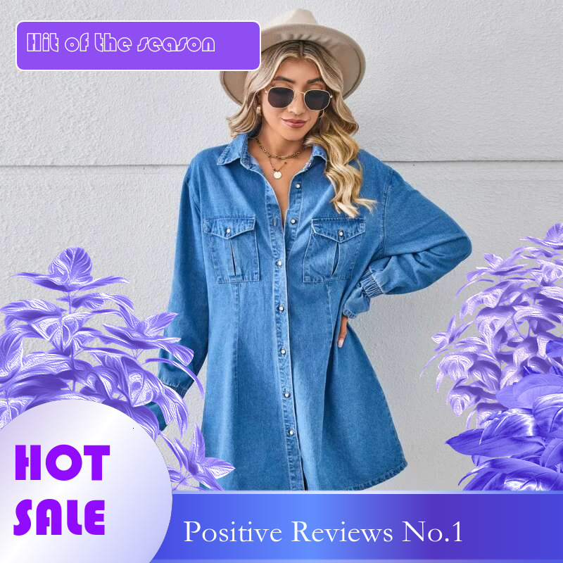 Dongdumaoyi Nieuwe Losse Was Denimjurk Top Midi Jurk C
