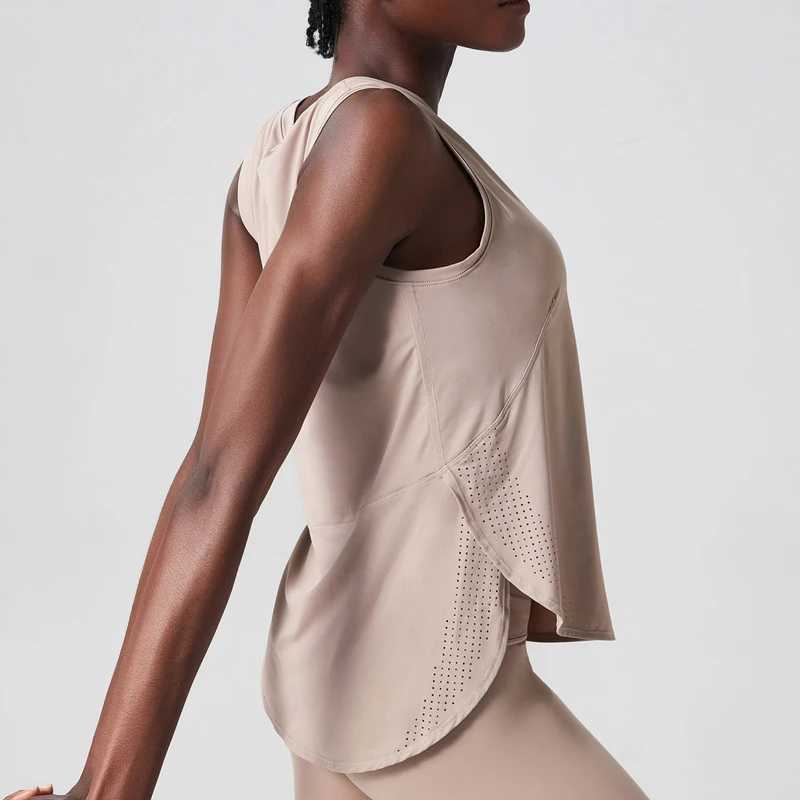 Summer sleeveless yoga T-shirt for women loose fit fitness running vest breathable and quick drying gym vest womens sportswear W250326