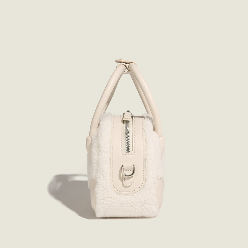 Women's Bag New Autumn/winter Plush All-in-one Boston Bag High-grade Niche Lamb Wool Single Shoulder Crossbody Designer Bag