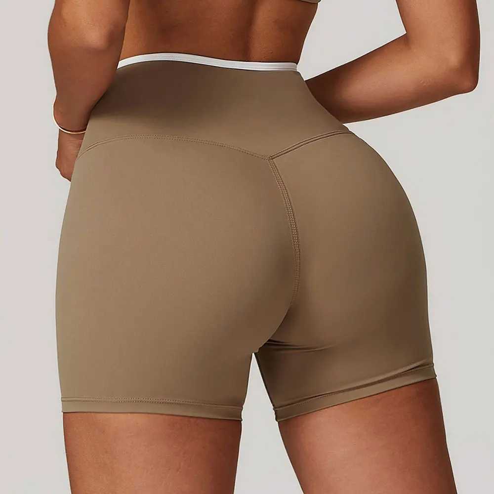 Yoga shorts womens fitness shorts V-shaped waist running bike shorts breathable sports legs high waist fitness shorts W250326