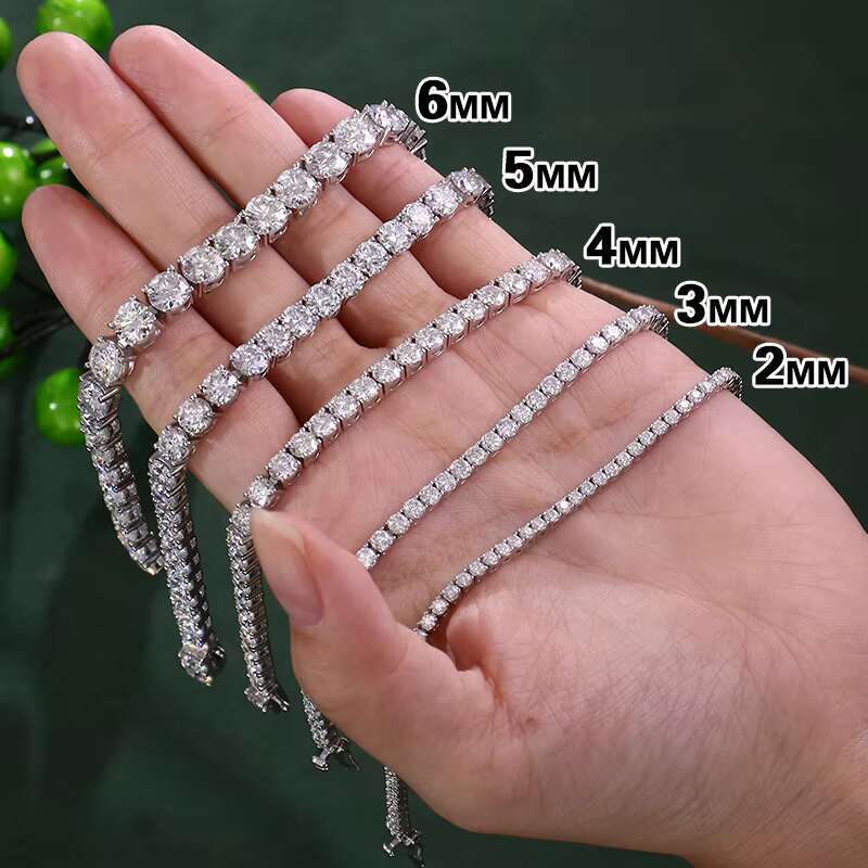 Pass Diamond Tester Moissanite Bracelet 100% 925 Silver Width 2MM Diamond Chain Vvs Moissanite Tennis Chain for Women or Men