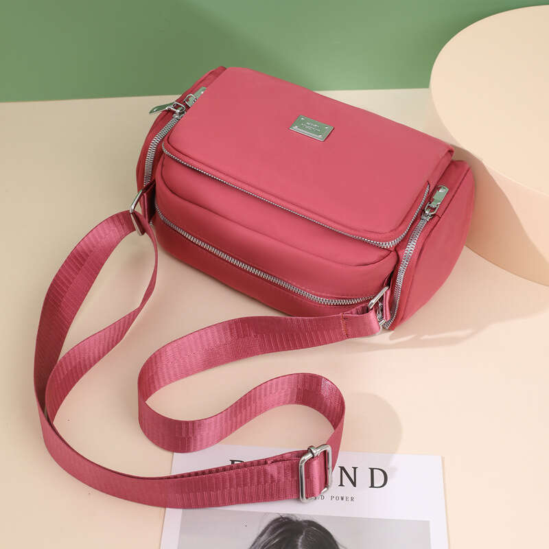 dd New Women's Nylon Fabric Simple and Fashionable Wide Shoulder Strap Crossbody Large Capacity Lightweight Small Square Bag
