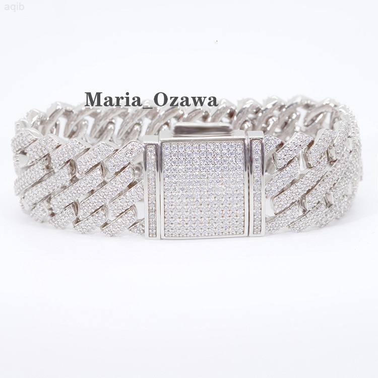 High Quality Hip Hop Jewelry 26mm d Color Vvs Moissanite Diamond Chain 925 Sterling Silver Cuban Chain Bracelet