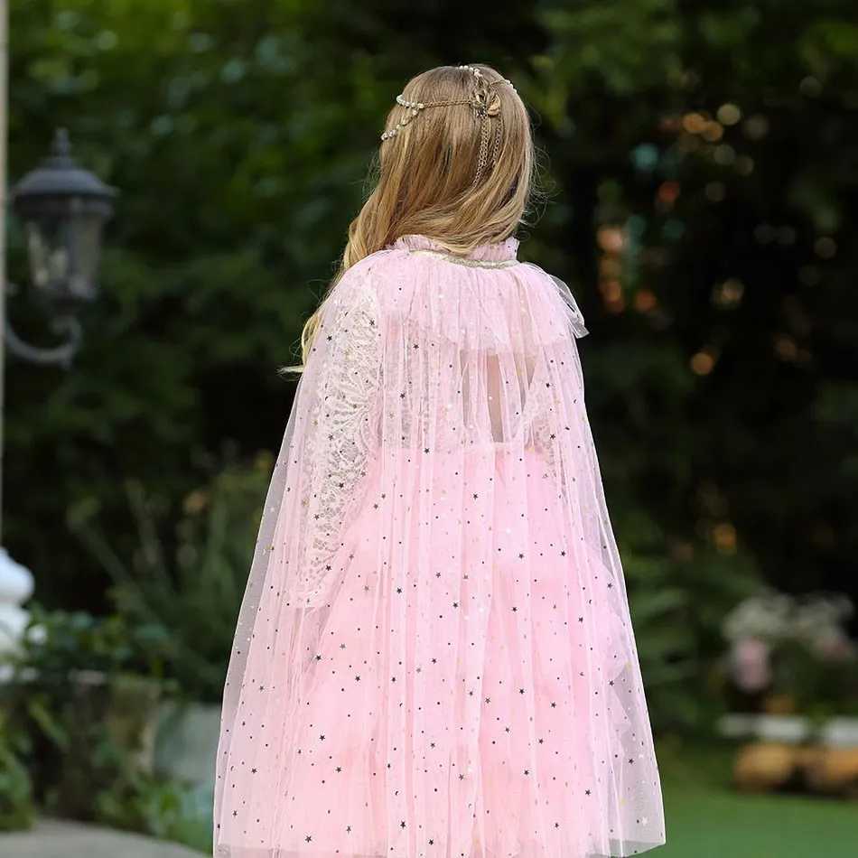 Girl Costume Children Elegant Dress Cape Kids Christmas Halloween For Supply Girl Tulle Cloak Elsa Rapunzel Cosplay Accessory W250326