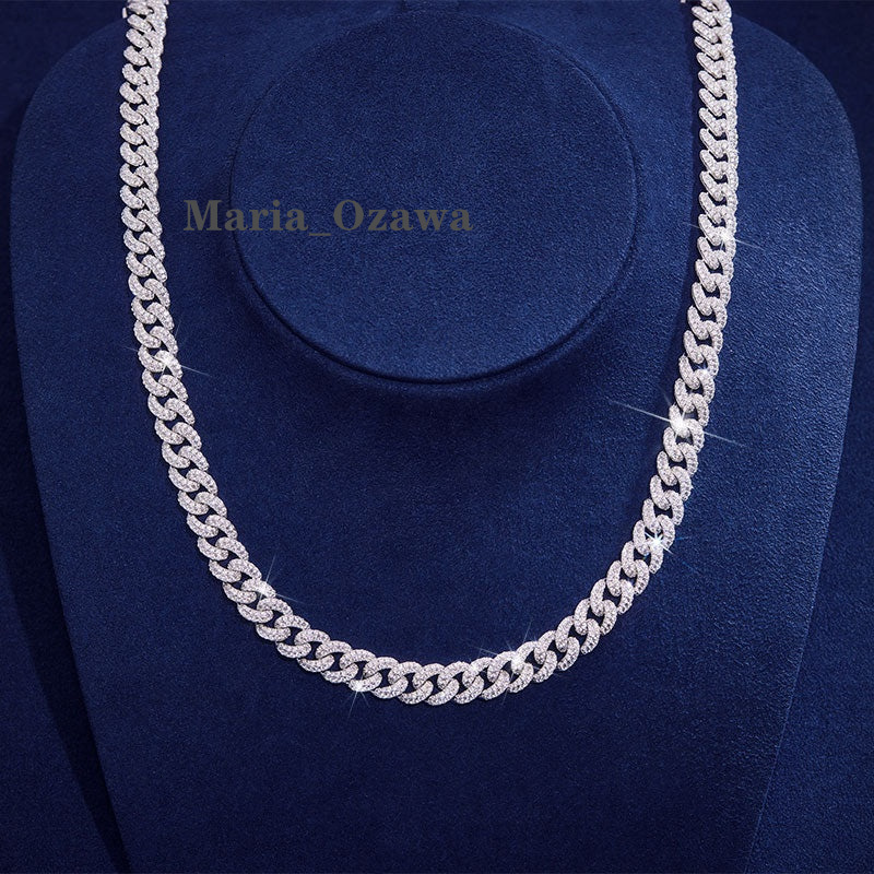 Hip Hop Jewelry 925 Sterling Silver Iced Out 10mm Miami Moissanite Cuban Link Chain Necklace