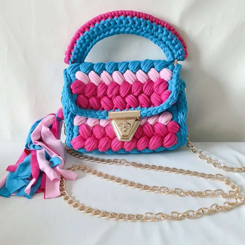 2024 Women's Shoulder Hot Selg Handmade Crochet With Contrasting Woven Bag Designer Handbag Bags For Lady