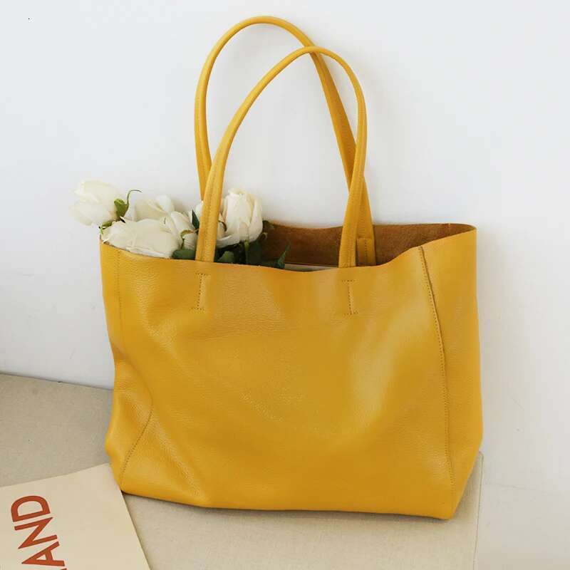 Women's Bags Women Casual Tote Female Fashion Summer Beach Handbag Lady Popular Soft Cowhide Genuine Leather Shoulder Shopping Bag