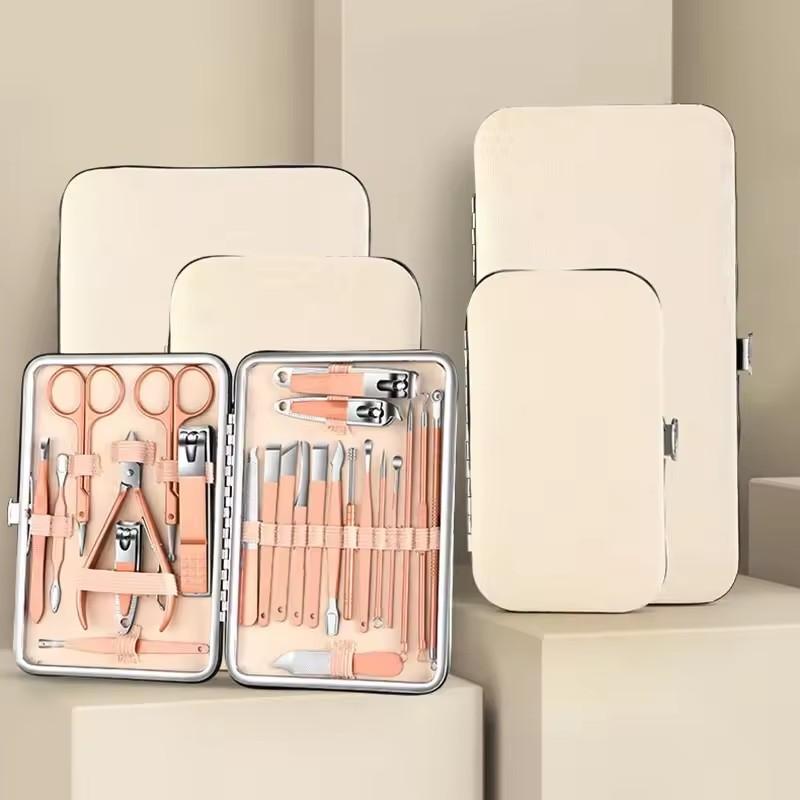 8/13/24Pcs Manicure Set Pedicure Nail Tools Kit With Travel Case Stainless Steel Ear Spoon Nail Clippers Scissor