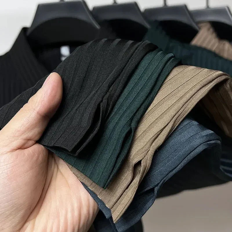 Mens Ice Silk Polo Shirt Collar Hollow Short Sleeve Breathable Business Fashion Tshirt Clothing Summer 250326