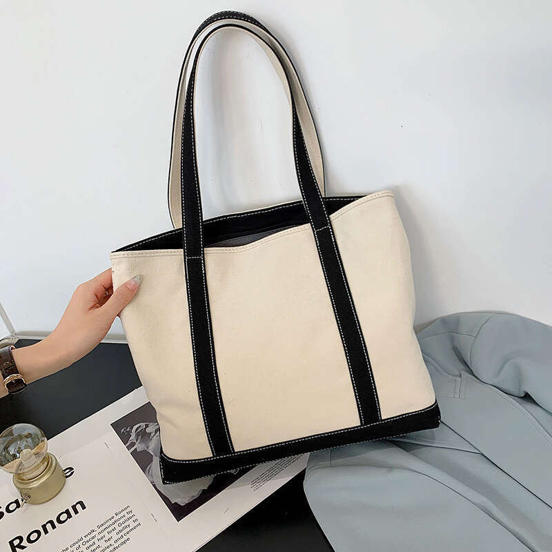 90 Canvas women in 2024, new casual and versatile canvas for students, simple tote bag