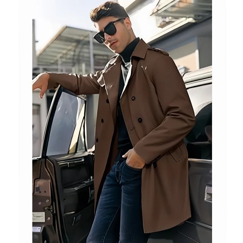Spring Jacket Mens Trench Mens Coat Medium length Casual Line Personalized Jacket Street Coat Mens Clothing 250324