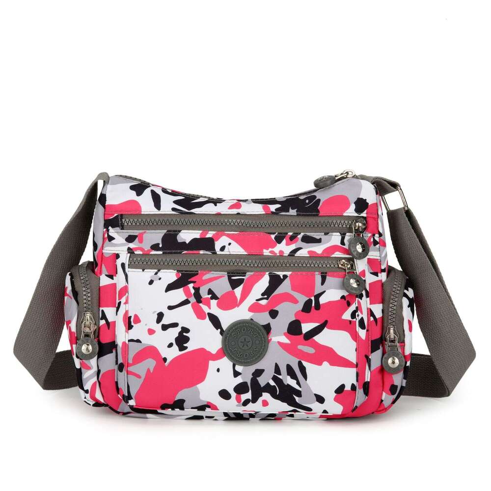 Printed nylon single shoulder crossbody women's, middle-aged and elderly mother bag, lightweight waterproof multi-layer leisure large capacity cl