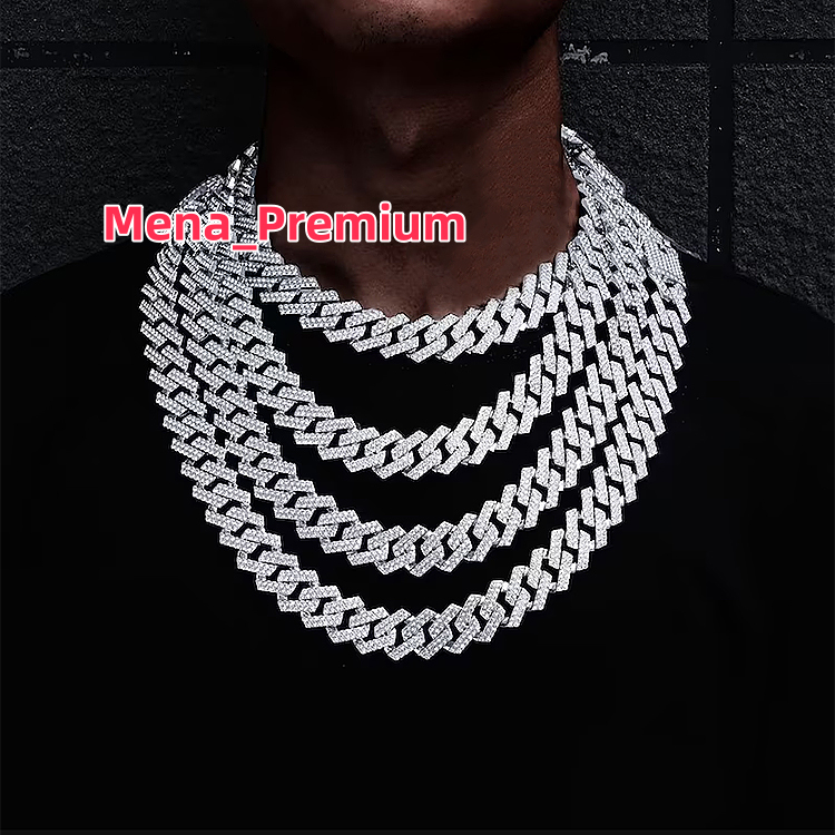 6mm-14mm Hip Hop Men Necklace 925 Sterling Silver VVS Moissanite Cuban Link Chain Iced Out Cuban Link Miami Cuban Chain