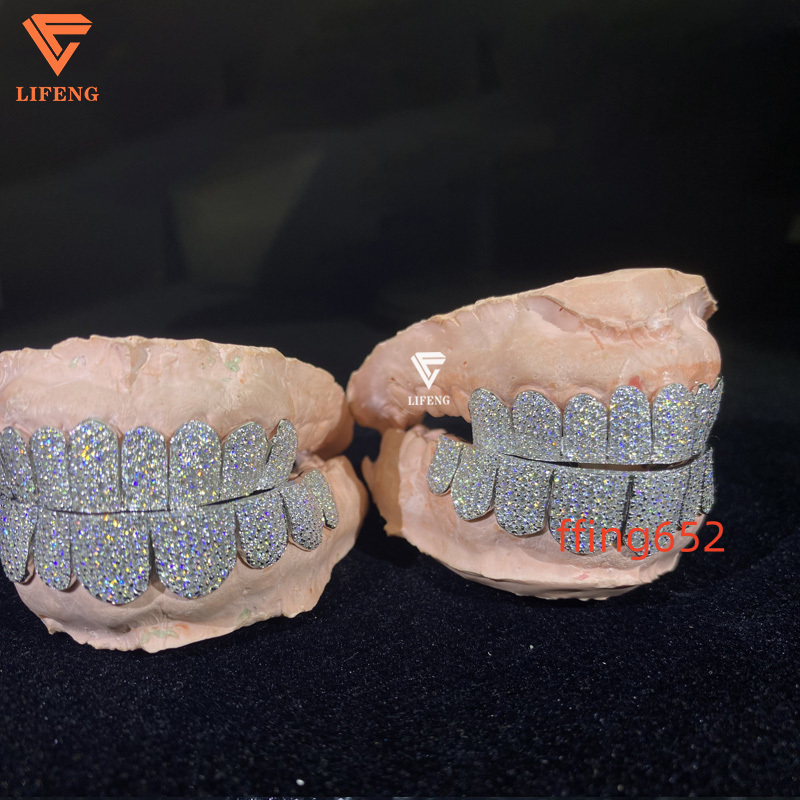Custom S925 Sliver VVS Moissanite Grill Iced Out Womens and Men Jewelry Grills 1--20 Teeth Diamond Moissanite Grills