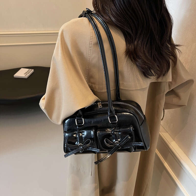 3b Small high-end single shoulder with high aesthetic value, ballet style bow, autumn new women's bag, exquisite and fashionable crossbody bag