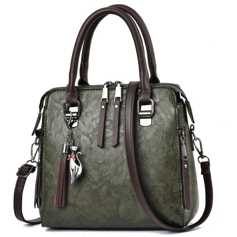 Vintage PU Leather Ladies HandBags Women Messenger TotesTassel Designer Crossbody Shoulder Bag Boston Hand Bags Hot Sale