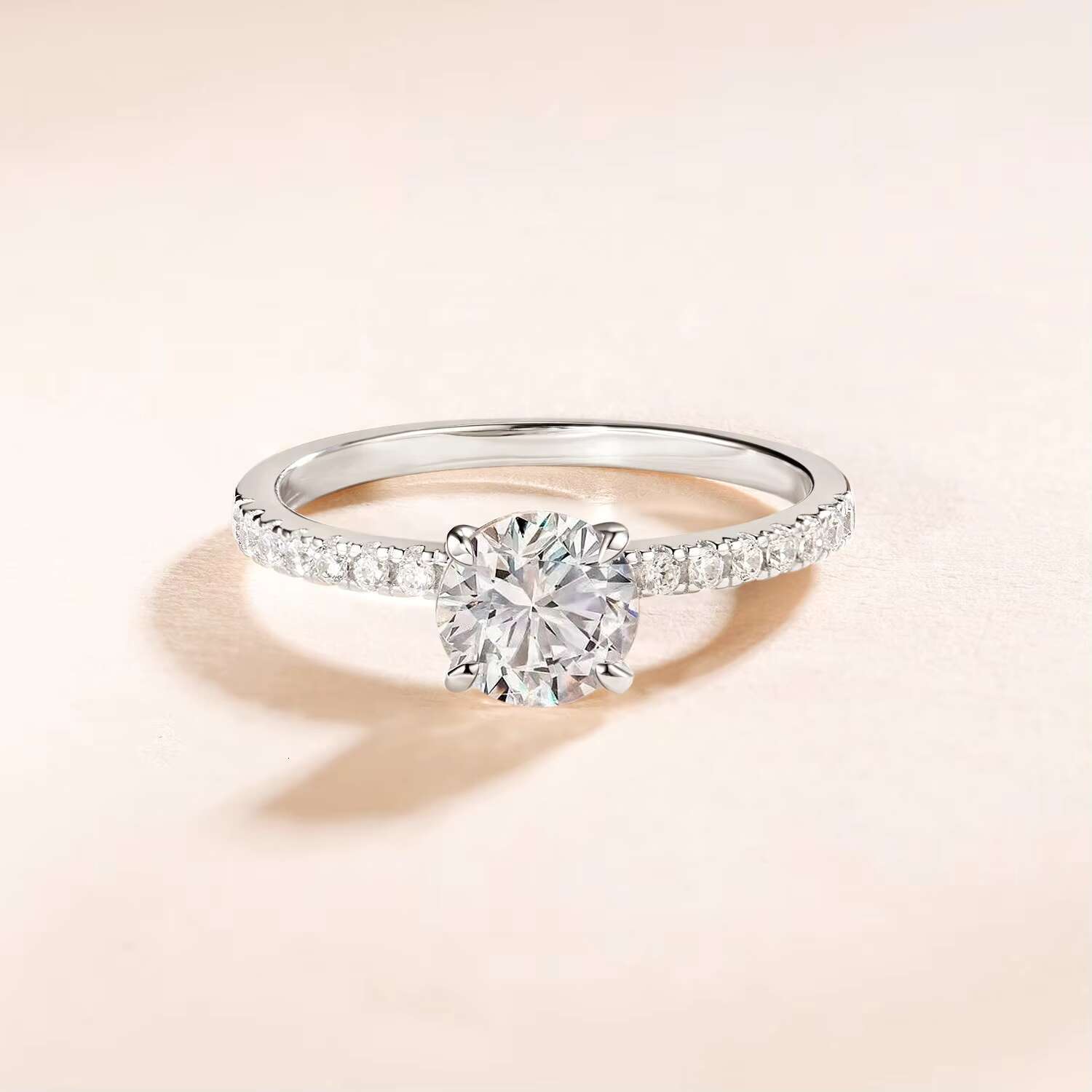 OAHLAN Fine Jewellery Womens Sterling Silver 925 Engagement Wedding Ring 1.2CT Moissanite Ring with Certificate