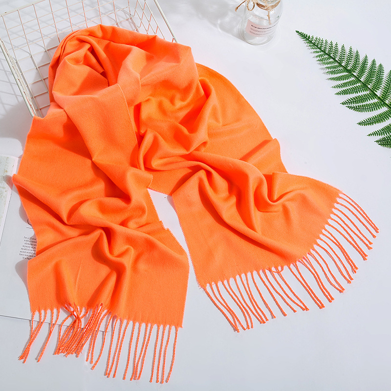 K233 Logo made red imitation cashmere scarf gift annual meeting party all-match solid color tassel scarf female factory wholesale