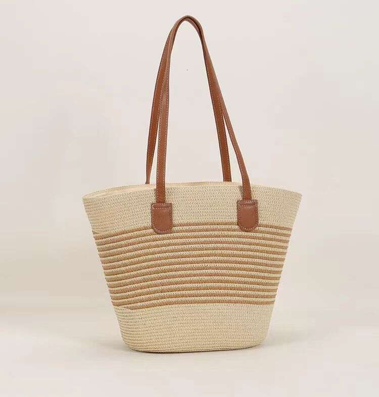 ca Women's ins new simple and fashionable grass woven large capacity armpit single shoulder hollow weave beach bag for women