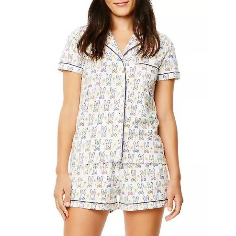Pajama home wear, summer women's set, short sleeved shorts, hot selling, light luxury
