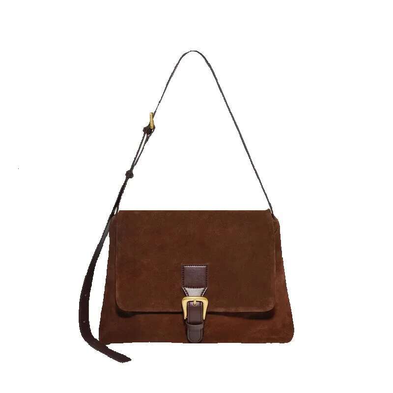 Leather Tote Women's Vintage Suede Underarm Bag Large Capacity Commuter Frosted Cowhide Crossbody Shoulder Bag