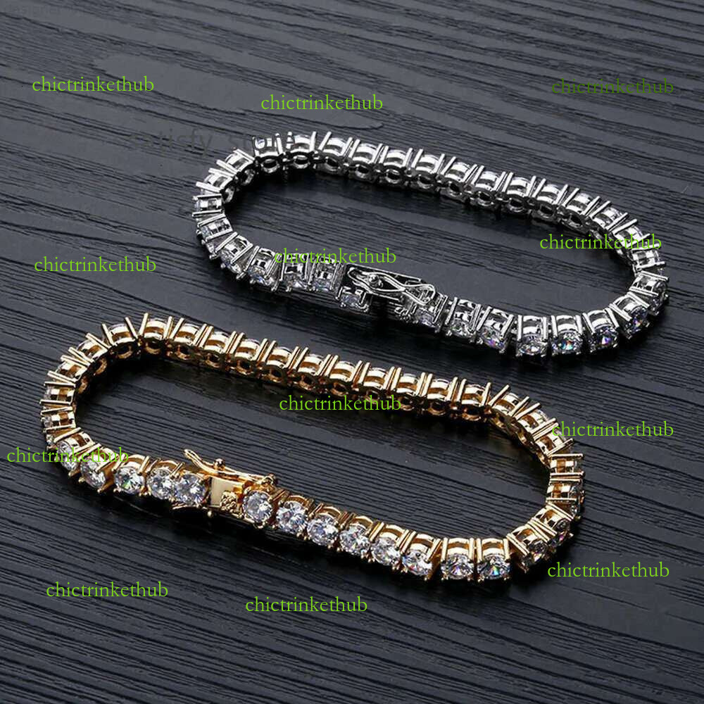 urious Jewelry Moissanite Tennis Bracelet Sier Dia VVS Gra Mossanite 3mm 4mm 5mm Iced Out for Men & Women dh910320090