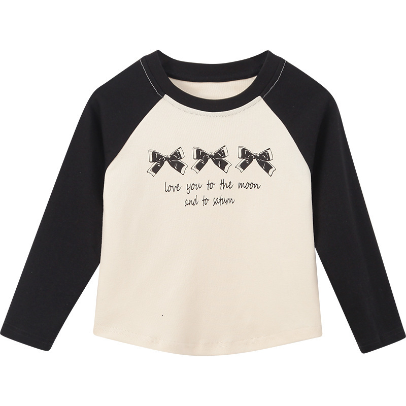 Ddmyshoesvip Girls Long Sleeved T Shirt For Spring New Stylish Children S Raglan Sleeves Contrasting Color Top Girls Versatile Base Shirt