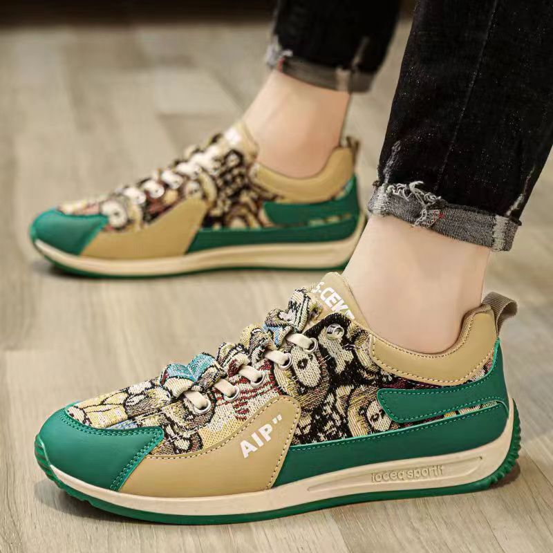 Light Luxury Designer Shoes Canvas Teddy Bear Men's Summer Multifunctional Breathable Sports Shoes Comfortable Soft Sole Fashionable Color Blocke
