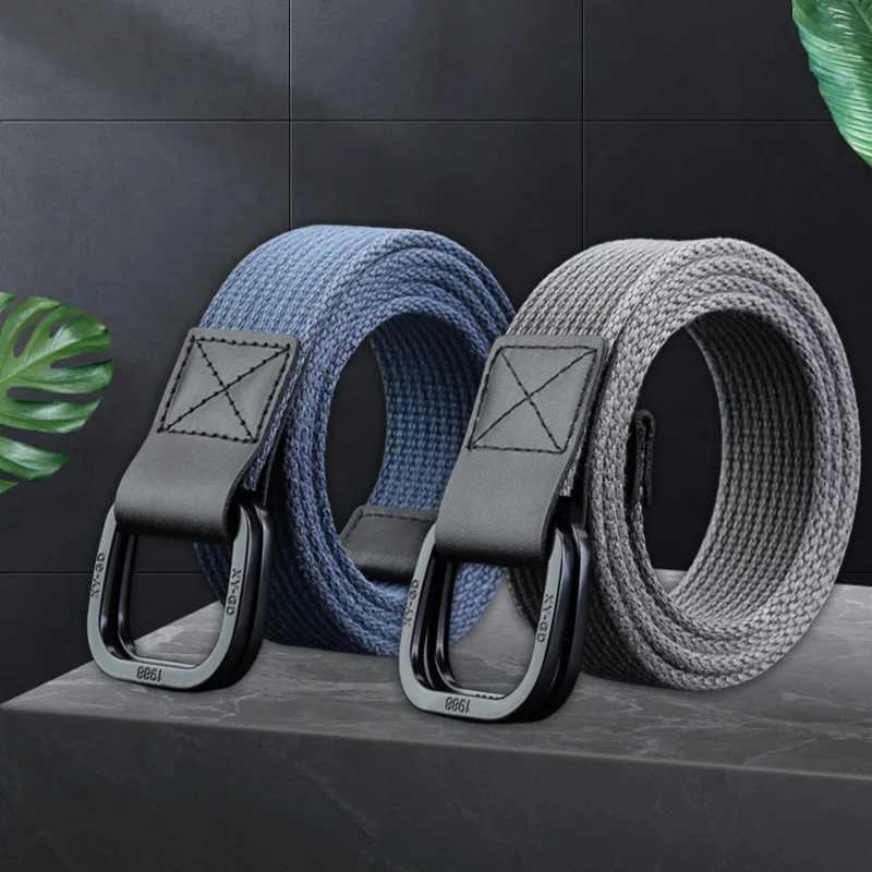 3.8cm Simple Canvas Mens Belt Fashion Thick Weaving Outdoor Sports Wear resistant Tool Solid Color Belt Womens Wholesale W250326