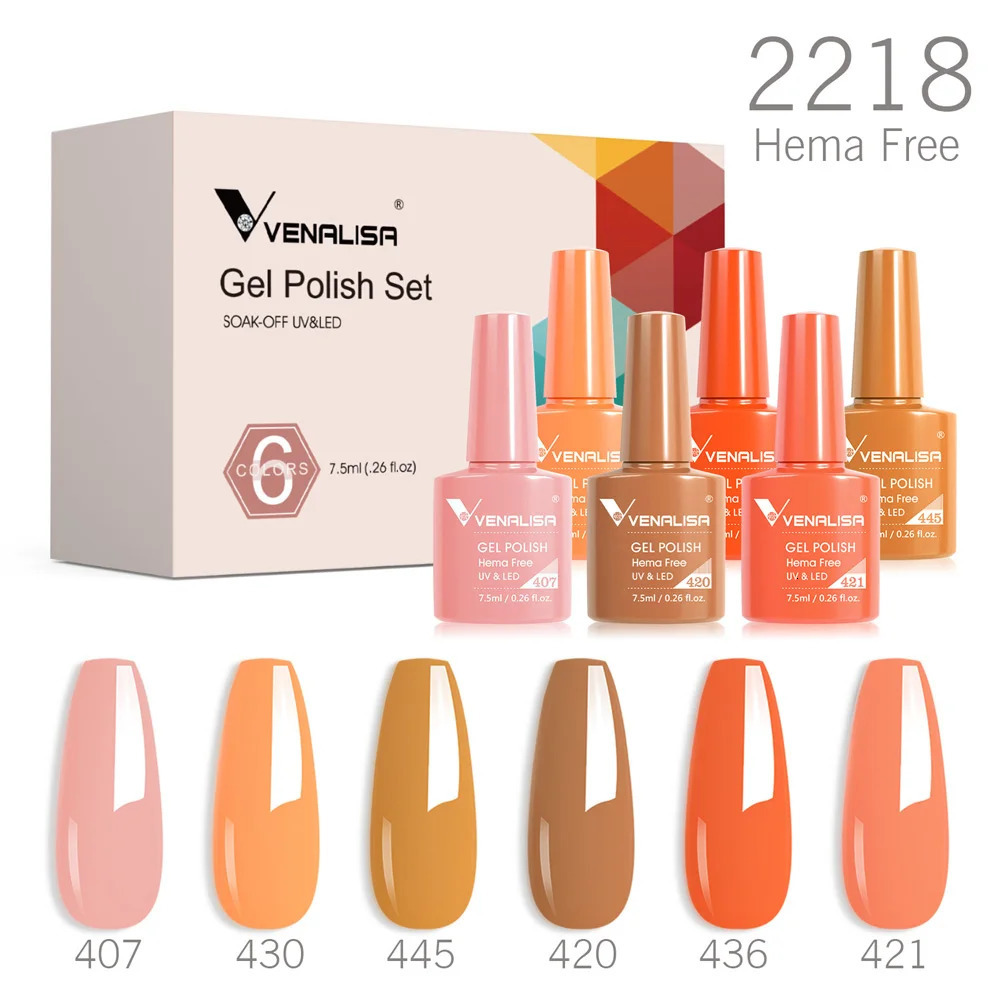 Venalisa nail gel polishing autumn color HEMA no autumn season gel nail polish polishing kit Soak off UV LED semi permanent nail gel 6 pieces/set 2503