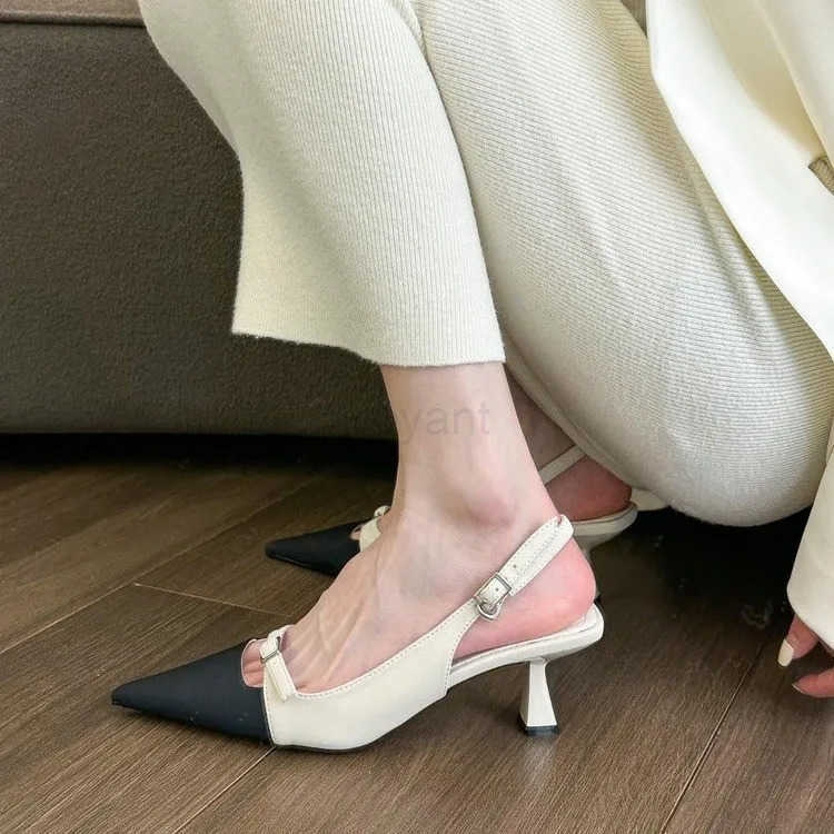 Poin High-heeled Sandals for Wen 2024 Summer New Color Half Bao After Emp Single Shoes Fairy Wind Shoes Z250326