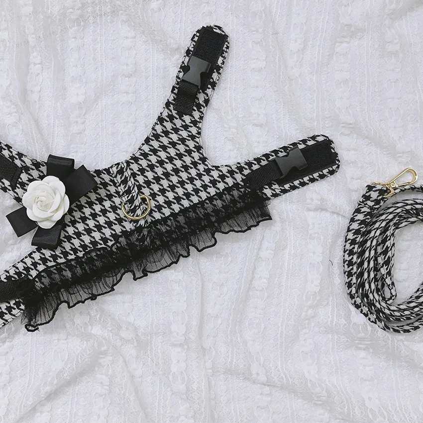 Designer dog harness and belt set suitable for small and medium-sized dogs and cats walking lace vest harness for small dogs York Chihuahua pet access